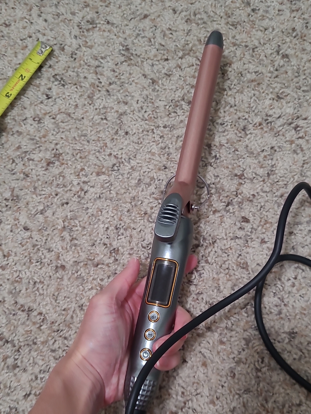 3/4 Inch Long Barreled Rose Gold Curling Iron with Digital Controls